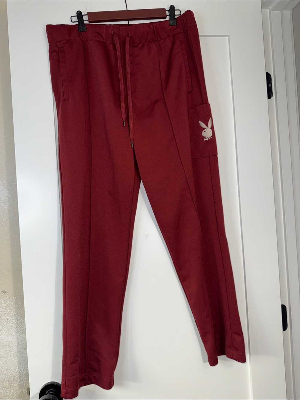 PLAYBOY by Pacsun Burgundy Jogger Pants with Bunny Patch Sz Large waist 17”